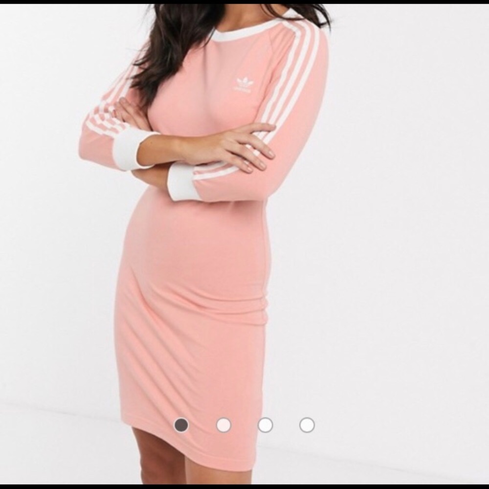 Adidas Dress 3 Stripe Pink Midi
